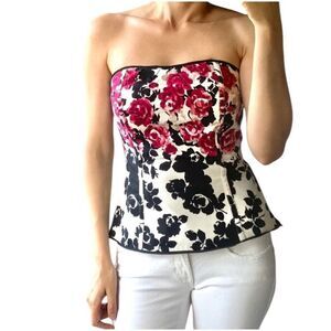 White House Black Market Strapless Top Corset Floral Print Women’s Size 6